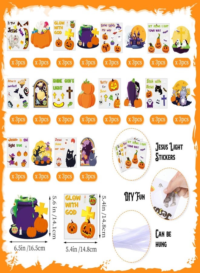 Resholder 30 Sets Halloween Craft Kit Fall Cross Christian Pumpkin Crafts Religious Halloween Sticker Bible DIY Jesus Hanging Ornaments for Sunday School Classroom Home Halloween Party Favors - Image 2